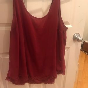 Red Tank top with lace detail bottom
